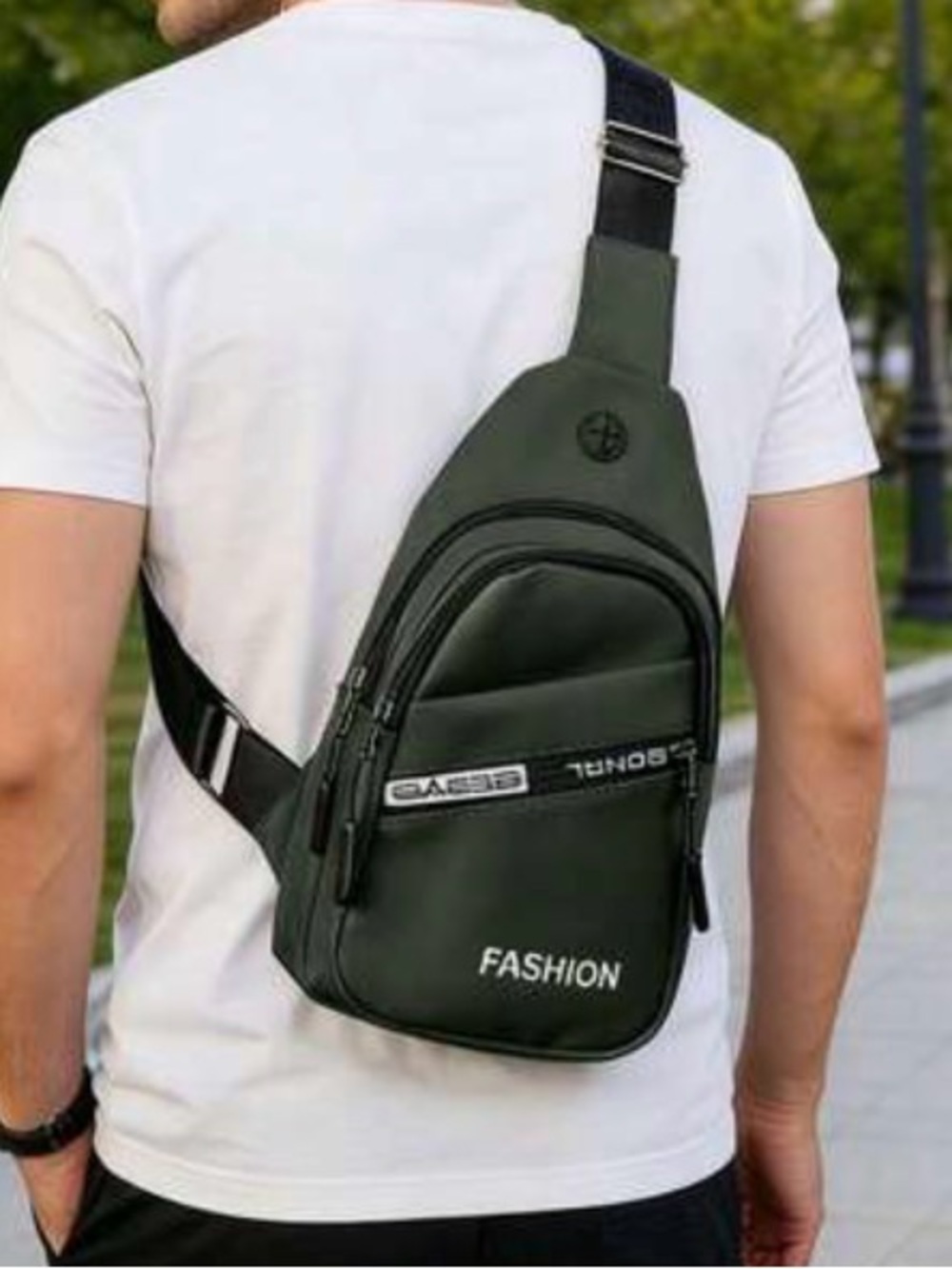 Olive Green Men's Sling Bag - Picture 3 of 3